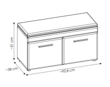 Schuhbank >GRANO< 2 Türen, Viking Eiche Dekor / Kosmos Grau - 93x51x38 (BxHxT)