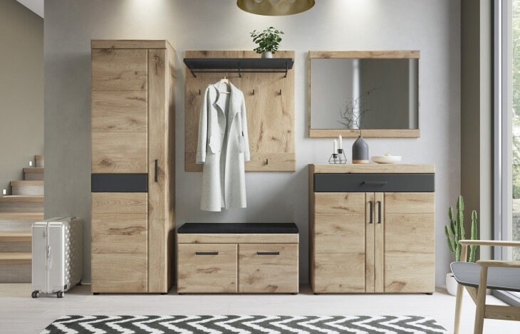 Garderoben-Set >Grano< (5-teilig) Viking Eiche Dekor - 248x195x38 (BxHxT)