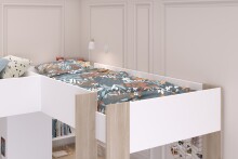 Hochbett >Alex< in Weiss / Jackson Eiche Dekor - 232x296x180cm (LxBxH)