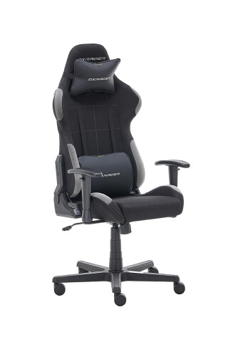 Gaming-Stuhl >DXRACER FORMULA< Armlehnen, Kopfpolster, Wippfunktion, schwarz/grau - 65x121x65cm B/H/T