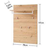 Garderoben-Set >Bari< (3-teilig) weiss matt / Eiche - 158x202x38cm (BxHxT)