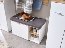 Garderoben-Set >Bari< (3-teilig) weiss matt / Eiche - 158x202x38cm (BxHxT)