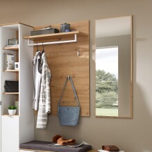 Garderoben-Set >Bari< (3-teilig) weiss matt / Eiche - 128x190x38cm (BxHxT)