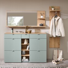 Garderoben-Set >Bari< (2-teilig) Schilfgrün / Eiche - 148x170x38cm (BxHxT)
