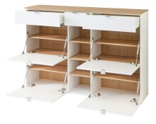 Garderoben-Set >Bari< (2-teilig) weiss matt / Eiche - 148x170x38cm (BxHxT)