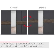 Drehtürenschrank >Ticao< 2 Schübe, 3 Böden, 3 Stangen, grau metallic - 271x210x54cm (BxHxT)