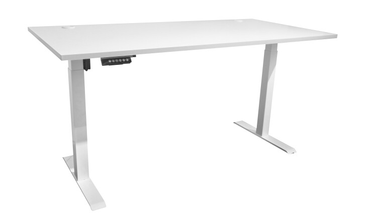 Schreibtisch >Ben< höhenverstellbar bis 117cm, weiss - 160x74/117x77cm (BxHxT)
