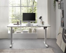Schreibtisch >Ben< höhenverstellbar bis 117cm, weiss - 160x74/117x77cm (BxHxT)