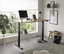 Schreibtisch >Ben< höhenverstellbar, Eiche Dekor / schwarz - 160x74/117x77cm (BxHxT)