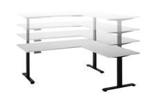 Eckschreibtisch >Ben< höhenverstellbar, weiss / schwarz - 180x74/117x177cm (BxHxT)