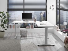 Eckschreibtisch >Ben< höhenverstellbar bis 117cm, weiss - 180x74/117x177cm (BxHxT)