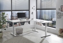 Eckschreibtisch >Ben< höhenverstellbar bis 117cm, weiss - 180x74/117x177cm (BxHxT)