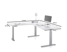 Eckschreibtisch >Ben< höhenverstellbar bis 117cm, weiss - 180x74/117x177cm (BxHxT)