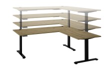 Eckschreibtisch >Ben< höhenverstellbar, Eiche Dekor / schwarz - 180x74/117x177cm (BxHxT)