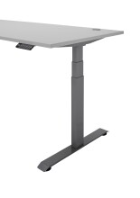 Eckschreibtisch >Ben< höhenverstellbar, weiss / silber - 180x74/117x177cm (BxHxT)