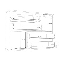 Sideboard >Skive< 4 Schubladen, 2 Türen, in Betonoptik / weiss - 124,9x95,9x41,3cm B/H/T