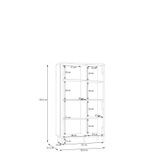 Stauraumvitrine >FIXSMILE< 2 Türen, Mauvella Eiche Dekor / Schwarz - 93,3x158,2x41,5cm (BxHxT)