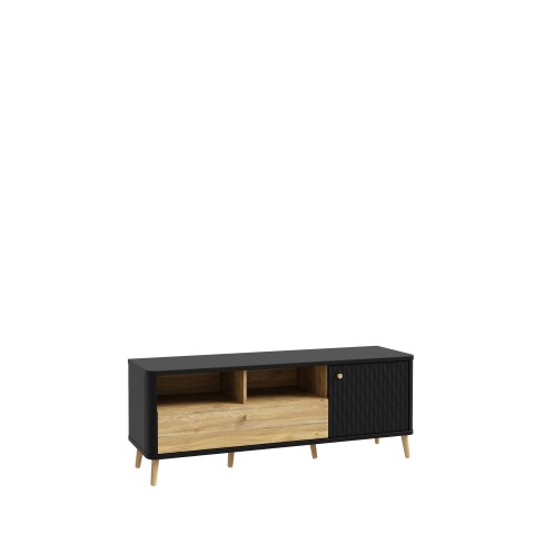 Lowboard >FIXSMILE< 1 Schub, Mauvella Eiche Dekor / Schwarz - 138,3x52,6x41,5cm (B/H/T)