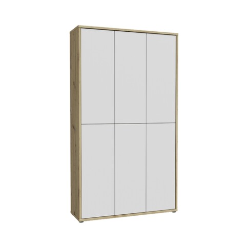 Schuhschrank >Alanna< 6 Türen, Secret grey/ Artisan Eiche Dekor - 109,2x191,9x34,9cm (B/H/T)