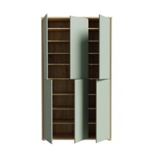 Schuhschrank >Alanna< 6 Türen, Salbei / Artisan Eiche Dekor - 109,2x191,9x34,9 cm (B/H/T)
