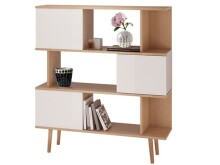 Bücherregal >Sundsvall< 120x130 cm in Eiche-Optik mit 3 Türen, Weiß