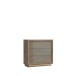 Kommode >SAVONA< LED, 3 Schübe, Beige Glanz / Eiche Antik Dekor - 103x98,2x42,3cm BxHxT