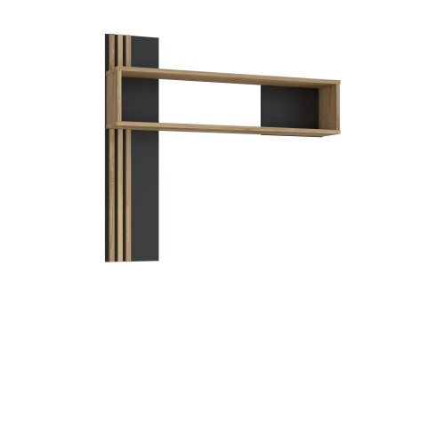 Wandregal >JOAKIMIS< Lamelle, Mauvella Eiche Dekor / Schwarz - 130x120x21,9cm (BxHxT)