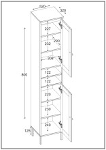 Badezimmer-Set >WZ-0800< (5-teilig) Fichte massiv weiss - 155x190x40 (BxHxT)