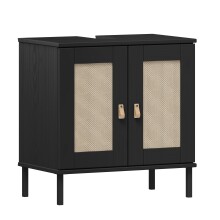 Badezimmer-Set >WZ-0800< (5-teilig) Fichte massiv schwarz - 155x190x40 (BxHxT)