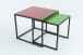 Beistelltisch >2/052-80.35< (2er Set) in Rot / Grün, Gußglas, Metall schwarz - 45x47x45 (BxHxT)