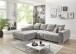 Wohnlandschaft >Amelie< 9 Kissen, Waffelsteppung, Fein-Webstoff hellgrau - 300x86x215cm BxHxT