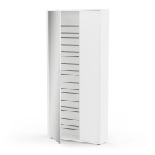 Schuhschrank >EBONY< weiß, 82,8x176,4x24 cm, 4 Böden, Glastür, Platz für 12 Schuhe