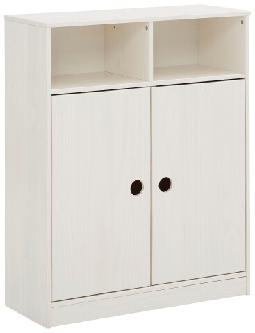 Bücherregal >Umeå< 95x75 cm in Weiß, teilmassives Kiefernholz, 2 Türen
