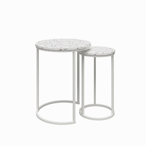 Satztisch >Ailema< 45x57x45 cm – Weiß, MDF & Metall, elegant & robust