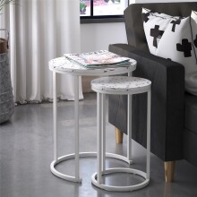 Satztisch >Ailema< 45x57x45 cm – Weiß, MDF & Metall, elegant & robust