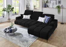 Wohnlandschaft >Lindesberg< elektr. Sitzverstellung, Federkern, schwarz - 286x107x195cm (BxHxT)