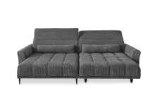 Wohnlandschaft >Wolve< elektr. Sitzverstellung, 2 Kissen, Cord grau - 277x108x179cm (BxHxT)