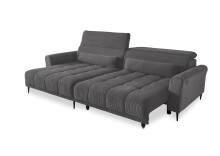 Wohnlandschaft >Wolve< elektr. Sitzverstellung, 2 Kissen, Cord grau - 277x108x179cm (BxHxT)