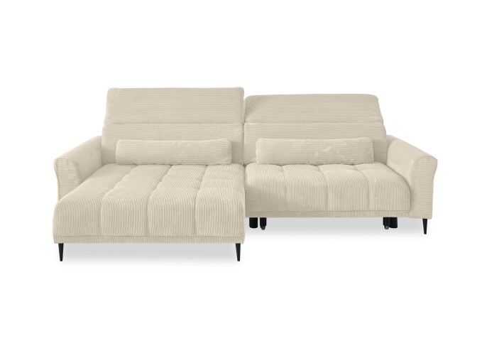 Wohnlandschaft >Wolve< elektr. Sitzverstellung, 2 Kissen, Cord beige - 277x108x179cm (BxHxT)