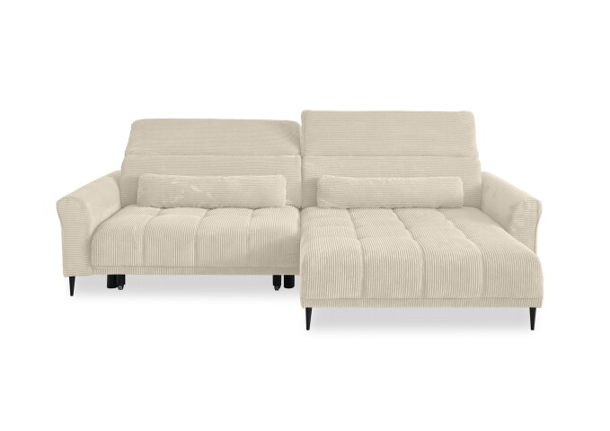 Wohnlandschaft >Wolve< elektr. Sitzverstellung, 2 Kissen, Cord beige - 277x108x179cm (BxHxT)