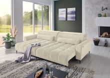 Wohnlandschaft >Wolve< elektr. Sitzverstellung, 2 Kissen, Cord beige - 277x108x179cm (BxHxT)