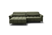 Wohnlandschaft >Wolve< elektr. Sitzverstellung, 2 Kissen, Cord grün - 277x108x179cm (BxHxT)