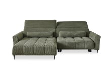 Wohnlandschaft >Wolve< elektr. Sitzverstellung, 2 Kissen, Cord grün - 277x108x179cm (BxHxT)