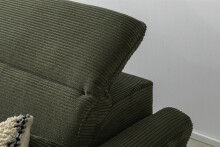 Wohnlandschaft >Wolve< elektr. Sitzverstellung, 2 Kissen, Cord grün - 277x108x179cm (BxHxT)