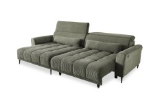 Wohnlandschaft >Wolve< elektr. Sitzverstellung, 2 Kissen, Cord grün - 277x108x179cm (BxHxT)