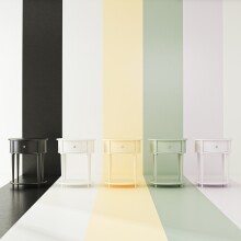 Beistelltisch >Rundo< lavendel, 66x55x45 cm, MDF-Tischplatte, Schublade, goldener Griff