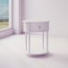 Beistelltisch >Rundo< lavendel, 66x55x45 cm, MDF-Tischplatte, Schublade, goldener Griff