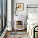 Beistelltisch >Rundo< lavendel, 66x55x45 cm, MDF-Tischplatte, Schublade, goldener Griff