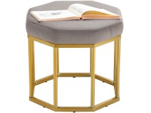 Sitzhocker >Yada< Grau, 38x42x42 cm, Samt, goldene...
