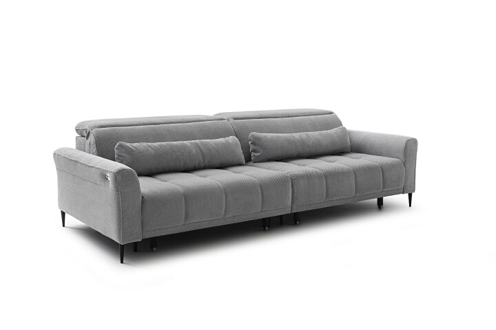 Big-Sofa >Wolve< 2x elektr. Sitzverstellung, 2 Kissen, graublau - 280x108x118cm (BxHxT)